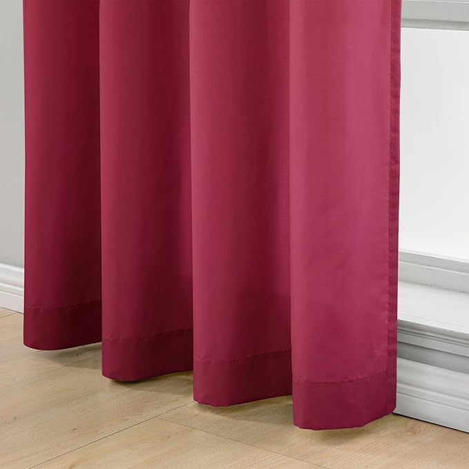 L.Z.E Light Filtering Curtains 72 Inch Length 2 Panels Set Burgundy Privacy Non-See-Through Semi Sheer Curtains for Living Room Bedroom Nursery Grommet Top Solid Window Panels (55" W x 72" L) - Image 5