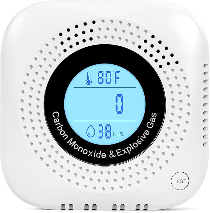 Plug-in Carbon Monoxide & Natural Gas Leak Detector, 4-in-1 CO, Methane, Propane Alarm with Temperature & Humidity Monitor for Home, Kitchen, RV, Hotel, Travel – White by Unknown