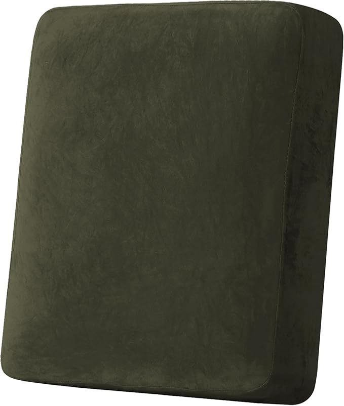 H.VERSAILTEX Velvet Stretch Couch Cushion Cover Plush Cushion Slipcover for Chair Cushion Furniture Protector Seat Cushion Sofa Cover (1 Piece Armchair Cushion Covers, Olive) by HVERSAILTEX