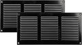Vent Systems 12'' x 6'' Inch (Overall Dimensions) Black Metal Vent Duct Cover - 2 Pack - Louvered Rectangular Return Grill with Built in Mesh Screen - HVAC Ventilation Grille for Home Improvement by VentSystems