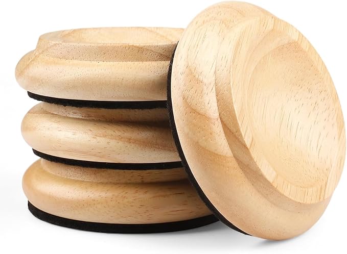 4 Pcs Solid Wood Upright Piano Caster Cups,Furniture Caster Cups,HilerPunk Sofas Beds Chairs Wheel Caster Cups Pads,with Non-Slip & Anti-Noise Felt Pads,for Hardwood Floor Protectors-Natural Wood by HilerPunk