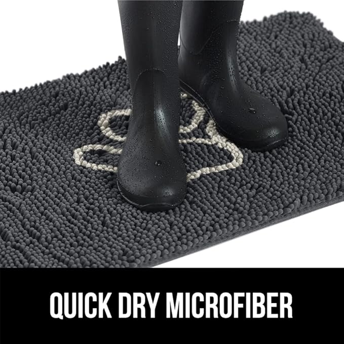 GORILLA GRIP SOAKSTOPPER Dog Door Mat, 48x30 Machine Washable Rug Absorbent Doormat Captures Moisture Mud Dirt, Quick Dry Soft Chenille Entryway Rugs Indoor Entrance Mats for Dog Paws, Charcoal - Image 9