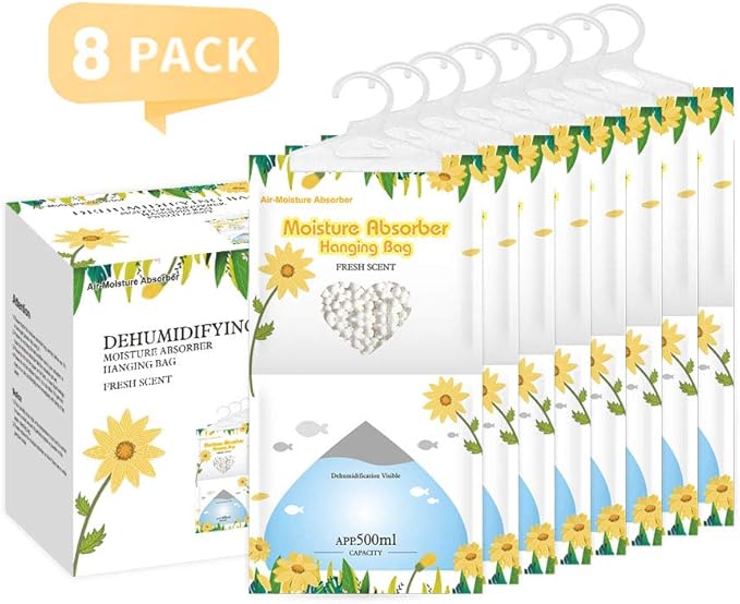 CANAGER Hanging Moisture Absorber, Fresh Scent Moistureproof Desiccant Hanging Bag，Dehumidifier Bag (8 packs) Hanging Closet Dehumidifier Bags, Moisture Absorb 12.5 oz - Image 2