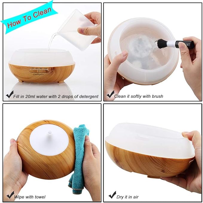 Aroma Essential Oil Diffuser, JoySusie 500ml Wood Grain Ultrasonic Cool Mist Whisper-Quiet Humidifier with Color LED Lights Changing & 4 Timer Settings, Waterless Auto Shut-Off for Spa Baby - Image 3