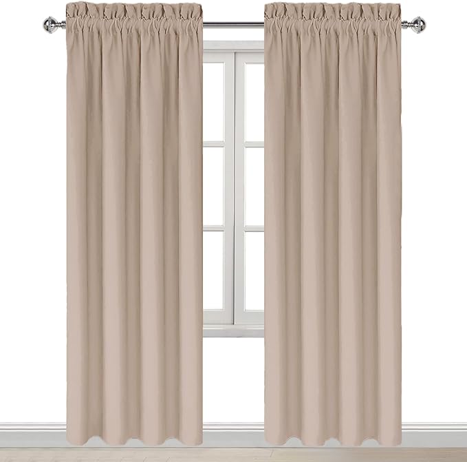 DWCN Blackout Curtains for Living Room Thermal Insulated, Energy Saving & Noise Reducing Bedroom Curtains, Camel, W 42x L 84 Inch, Set of 2 Rod Pocket Curtain Panels - Image 9