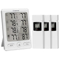 Geevon Indoor Outdoor Thermometer Wireless with 3 Remote Sensors, Digital Hygrometer Indoor Thermometer, Temperature Humidity Monitor Gauge with 200FT/60M Range (White) by GEEVON