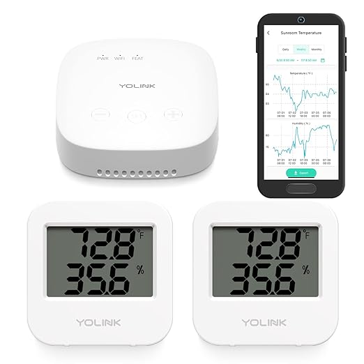 YoLink SpeakerHub & Two Temp/Humidity Sensors Starter Kit – Audio Hub Plays Tones/Sounds, Spoken Messages, Text Messages, LoRa-Powered ¼ Mile Range, Compatible with IFTTT, WiFi Required by YoLink