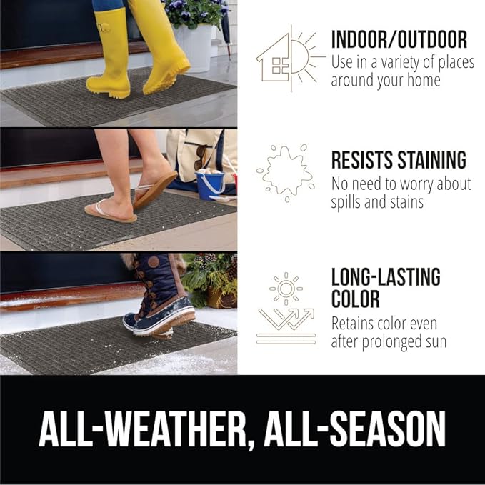 GORILLA GRIP Front Door Mat, 47x35, Indoor Outdoor Ultra Absorbent HydroAbsorb Doormat, Absorbs Up to 6 Cups of Water, Stain and Fade Resistant, Rubber Backing Doormats, Captures Dirt, Charcoal - Image 5