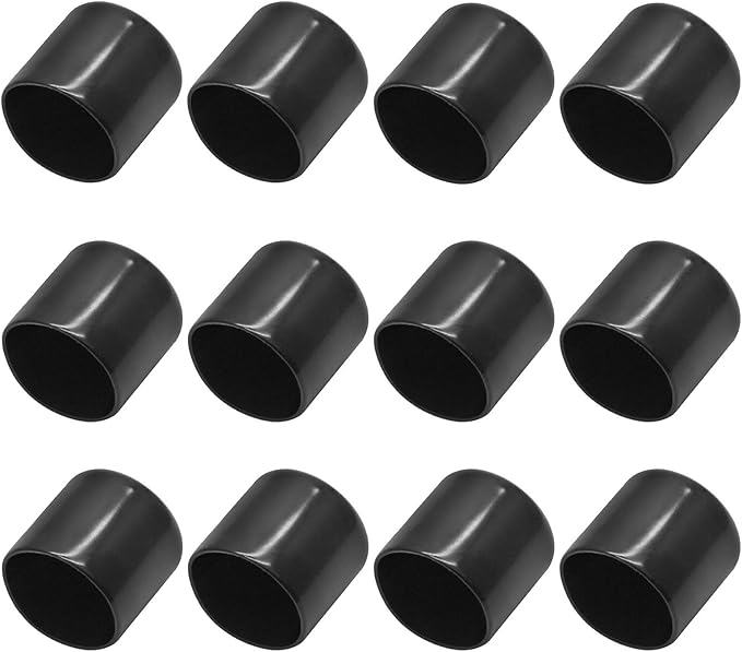 12Pcs Round Chair Leg Caps 1-1/4" (32mm) IDVinyl Flexible Bolt Chair Leg Protectors for Table Chair Leg, Black by Bonsicoky