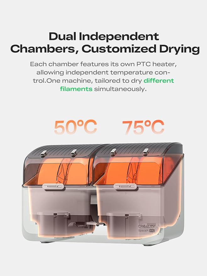Creality Space Pi X4L Filament Dryer Box, Dual Independent Chambers, 4 Spool Capacity, 75°C High-Temp Drying, Smart Energy-Saving Mode,3D Printer Filament Dehydrator for PLA, PETG, ABS, TPU, PA, Nylon - Image 4