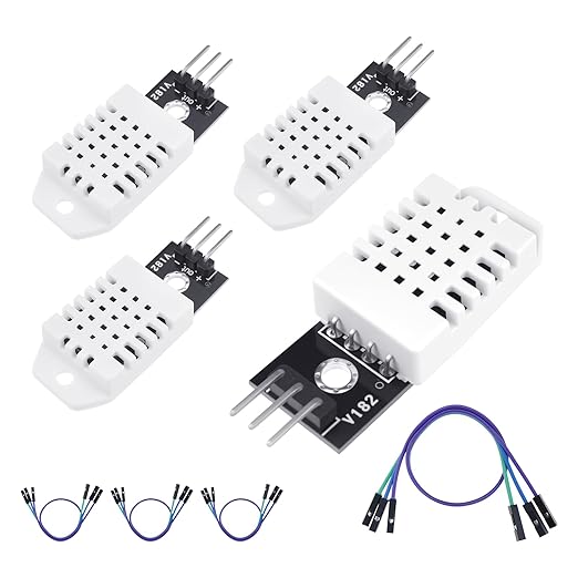4Pcs DHT22/AM2302 Digital Temperature Humidity Sensor Module with Cable, Temp Range -40~80℃ (±0.5℃), Humidity 0~100% RH (±2%) for A-rduino Electronic Practice DIY, Replace SHT11 SHT15 by Unknown