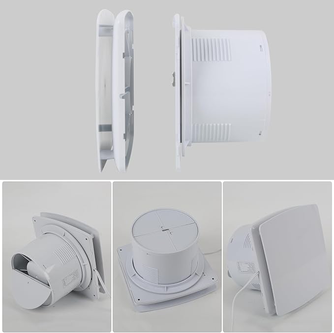 Bathroom Exhaust Fan, 6 inch Silent Ceiling and Wall Mount Ventilation Fan with Anti-Backflow Check Valve, Balanced Air Solution, for Tub Shower Enclosure, 110V (Square) - Image 7