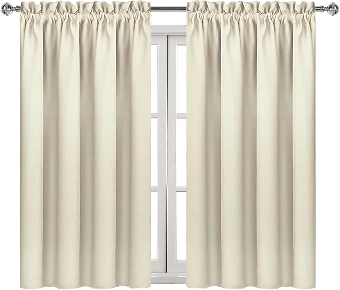 DWCN Blackout Curtains for Bedroom – Rod Pocket Thermal Insulated Noise Reducing Noise Reducing Drapes for Living Room, W 42 x L 54 Inch, 2 Panels, Light Beige - Image 9