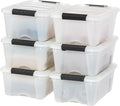 IRIS USA 13 QT Plastic Storage Box with Lid and Latches - 6 Pack - BPA-Free, Discreet Organizing Solution, Durable Nestable Stackable Containers, Secure Pull Handle - Pearl by IRISUSA
