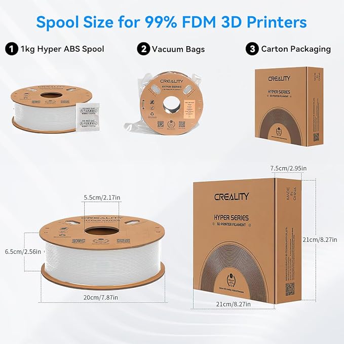 Official Creality Hyper ABS Filament 1.75mm, 3D Printer Filament for High Temperature Resistance, 1kg(2.2lb)/Spool, Dimensional Accuracy ± 0.05 mm, Fits for Most 3D Printers - Image 7
