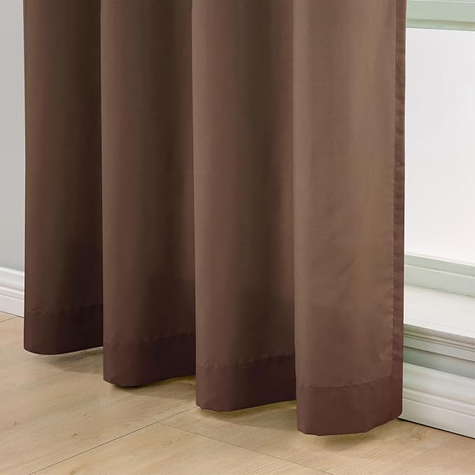 L.Z.E Brown Light Filtering Curtains for Living Room Bedroom Doorway Divider, Privacy Non-See-Through Curtains 108 Inches Long 2 Panels Set, Extra Long Window Panels Grommet Top (55" W x 108" L) - Image 5
