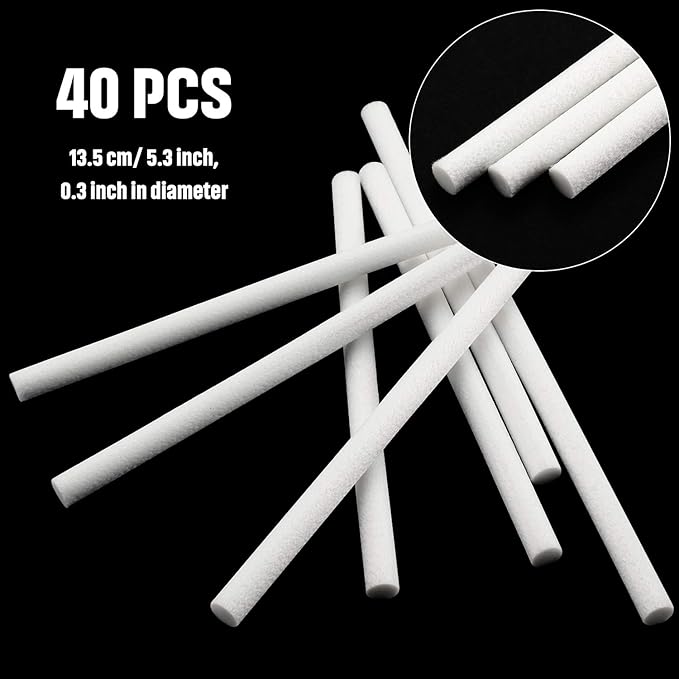 40 Pieces Humidifier Filter Cotton Refill Travel Mini Humidifier Filters Sticks Car Filters Replacement Parts for Portable Personal USB Powered Smart H20 in Office Bedroom(5.3 Inch) - Image 3