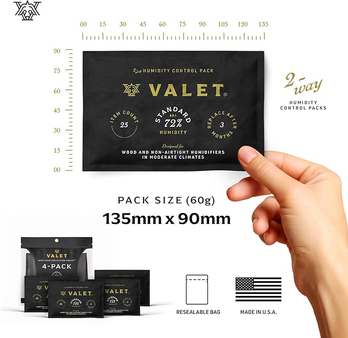 Valet 72% Two-Way Humidity Packs for Wood Containers, 12-Pack, 60g Each, Humidifier Pack Prevents Leaks and Controls Moisture with Natural Craft Paper Design - Image 3
