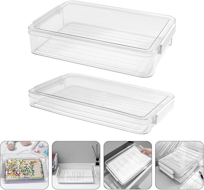 TEHAUX 2pcs Document Organizer Storage Box Lightweight File Holder for Office Travel Keep Files Dry Neat Includes Styles Pet Material - Image 7