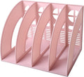 Marte Vanci Magazine File Holder, Binder Holder with 4 Vertical Compartments, Desktop Folder Organizer File Sorter Dividers for Book, Document Storage Home School Office Supply (Pink) by MarteVanci