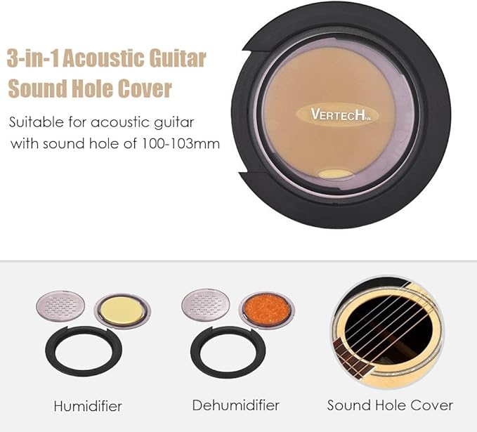 Heysland 3 in 1 Guitar Humidifier Moisture Reservoir Dehumidifier Acoustic Guitar Sound Hole Cover for Diameter 100 to103mm Soundhole - Image 4