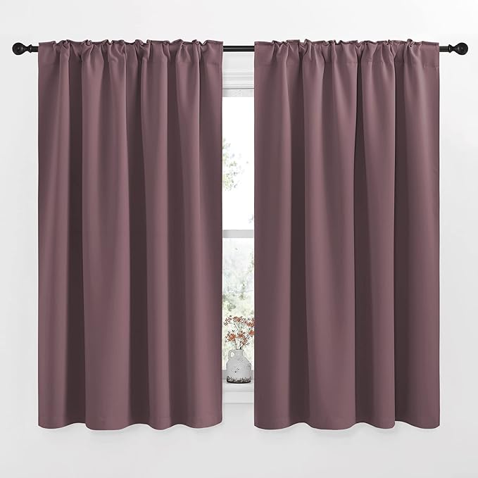 NICETOWN Blackout Curtain Panels for Living Room - (Dry Rose Color) 52x63 inch, 2 Panels Set, Room Darkening Blackout Drapes for Window - Image 2