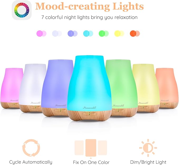Aromatherapy Essential Oil Diffuser for Room: Air Humidifier Aroma Scent Cool Mist Diffusers Colorful Light Cute Mini Small Waterless Auto Off Ultrasonic for Home Bedroom - Image 4