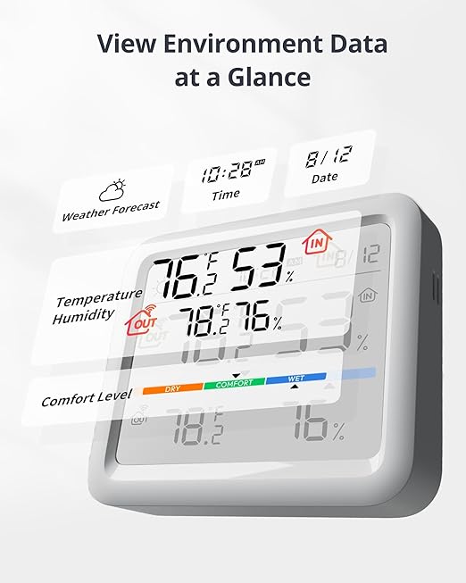 SwitchBot Meter Pro, Digital Hygrometer & Thermometer - Wireless Indoor Temperature & Humidity Monitor with Bluetooth App Control, Real-Time Alerts, Works with Apple Home - Image 2