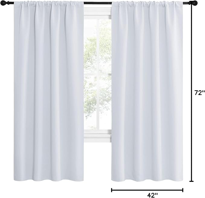 NICETOWN Kitchen Room Darkening Curtains - Window Treatment Thermal Insulated Rod Pocket Room Darkening Curtains/Drapes for Bedroom (2 Panels, 42 by 72, Greyish White) - Image 10