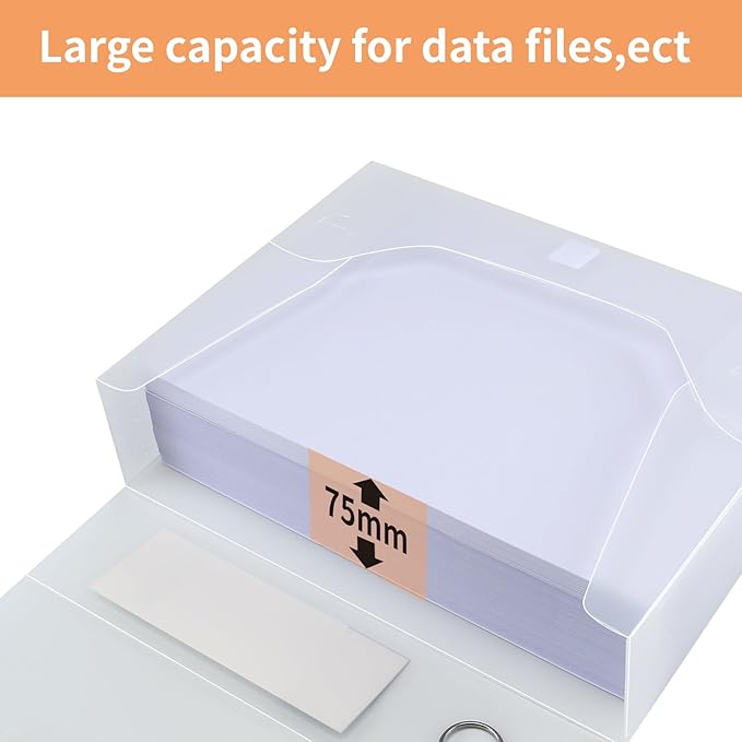HUA JIE A4 Storage File Boxes Plastic Archives Cases with Lid, File Folder Organizer Document Filing Box for office,31×7.5×23.5 cm, Transparent(Pack of 6) - Image 3