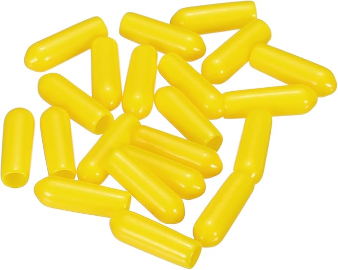 uxcell 20pcs Rubber End Caps 4mm ID Vinyl PVC Round Tube Bolt Cap Cover Screw Thread Protectors Yellow - Image 4