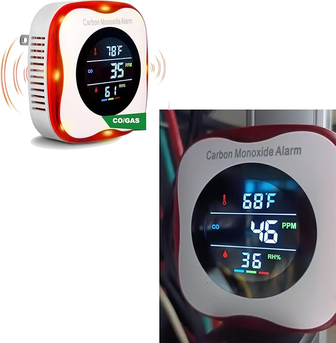 Plug-in Carbon Monoxide Detector with Real-time CO Display and Temperature and Humidity Monitor, Suitable for Home, RV, Apartment, Indoor air Safety Plug-in CO Compact Alarm - Image 8