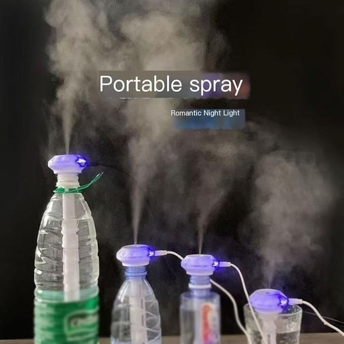 White Portable Mini Humidifier, Water bottle USB Cool Mist Small Humidifier with blue Lights.Perfect for Bedroom, Office, Plants, travel & Car(2PCS) - Image 5