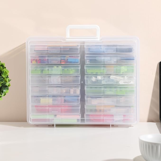 novelinks Transparent 4" x 6" Photo Organizers and Photo Storage Box with Handle, 16 Inner Photo Cases, Portable Picture Organizers & Photo Storage Containers (Clear) - Image 7