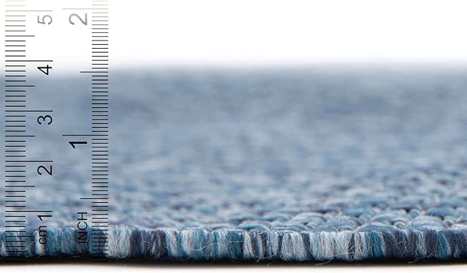 Unique Loom Outdoor Solid Collection Area Rug (7' 10" x 10' Rectangle Blue/Navy Blue) - Image 4