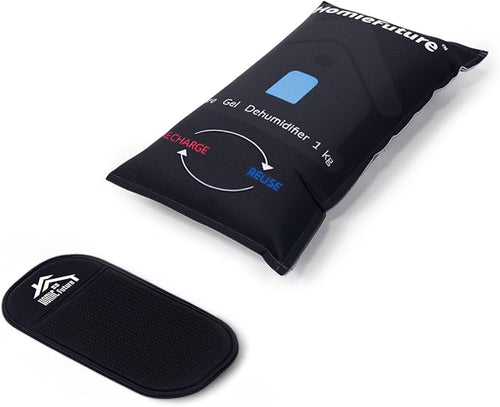 1000g Car Dehumidifier Bag with Non-Slip Dashboard Mat | Microwave Rechargeable Silica Gel Desiccant | Absorbs Moisture & Condensation | For Car, Gun Safe, Closet & Garage | Reusable & Leakproof by -HomieFuturechangeyourlife