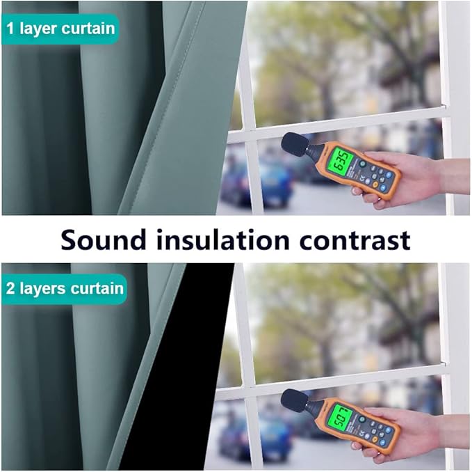 NICETOWN 100% Blackout Window Curtain Panel, Heat and Full Light Blocking Drape with Black Liner for Nursery, 84" Drop Thermal Insulated Drapery (Greyish Blue, 1 Piece, 70" Wide Each Panel) - Image 4