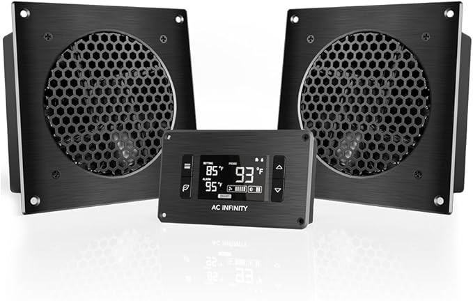AC Infinity AIRPLATE T8, Quiet Cooling Dual-Fan System 6" with Thermostat Control, for Home Theater AV Cabinets by ACInfinity