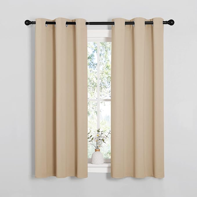 NICETOWN Room Darkening Draperies Window Curtain Panels, Thermal Insulated Grommet Room Darkening Curtains for Bedroom (Biscotti Beige, 2 Panels, W34 x L54 -inch) - Image 2