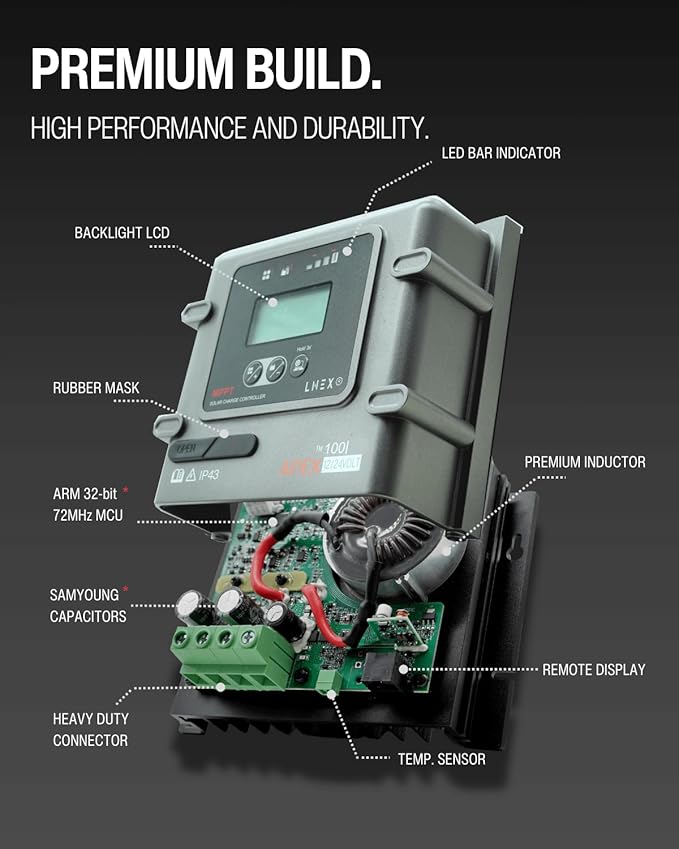 MPPT Solar Charge Controller 40A, 12V 24V Solar Panel Regulator with Temp Sensor for LiFePO4,AGM, Gel, Flooded and Lithium Battery - Image 5