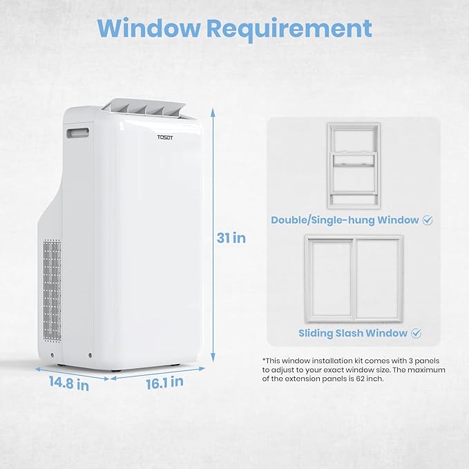 TOSOT 14,000BTU (9,600 BTU SACC) Smart WiFi Portable Air Conditioner with Heater, Powerful Cooling Auto Swing, Dehumidifier, Fan, 24H Timer for Large Room Up to 600 sq ft, AOMI Series - Image 7