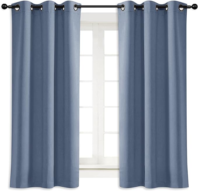 NICETOWN Blackout Curtain Blind for Bedroom, Single Panel, W42 x L45 inches, Stone Blue, Thermal Insulated Grommet Blackout Room Darkening Drape/Drapery by NICETOWN