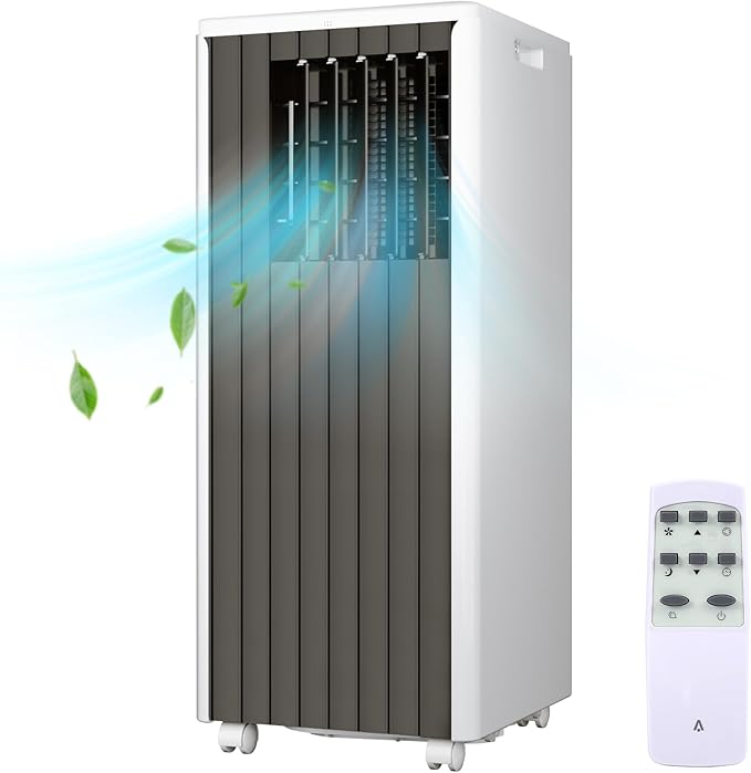 GarveeHome 8000 BTU 3-in-1 Portable Air Conditioner – Quiet Cooling, Fan & Dehumidifier, 24H Timer, Remote, Window Vent Kit, for Rooms up to 350 Sq.Ft – White Top Cover + Black Nameplate by GarveeHome