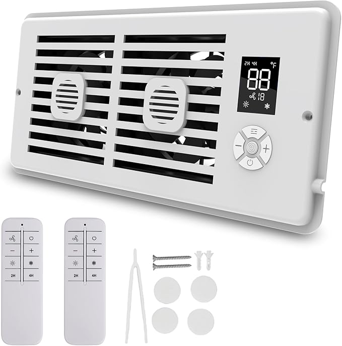 Smart Register Booster Fan with Aromatherapy Function, White - Quiet Vent Fan for Improved Heating & Cooling Efficiency, Adjustable Speeds, Powered Vent Register for 4” × 10” Vents by Unknown