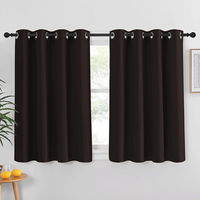 NICETOWN Blackout Curtain Panel for Window - Triple Weave Energy Saving Thermal Insulated Solid Grommet Blackout Drape for Kitchen (Single Panel, 52 inches by 54 inches, Toffee Brown) by NICETOWN