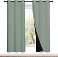 NICETOWN 100% Blackout Window Curtain Panels, Full Light Blocking Drapes with Black Liner for Nursery, 72-inch Drop Thermal Insulated Draperies (Greyish Green, 2 Pieces, 42-inch Wide Per Panel) by NICETOWN