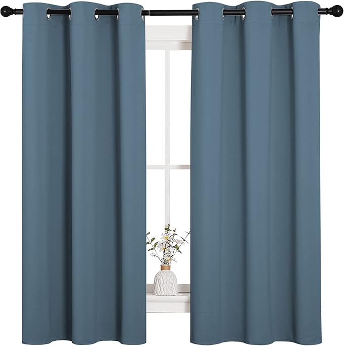 NICETOWN Room Darkening Curtains 63" Length, Thermal Insulated Blackout Panels for Bedroom Bathroom Office Kitchen Playroom Kids Room Nursery Decoration (Smoky Blue, 2 Panels, W42 x L63 -Inch) - Image 2
