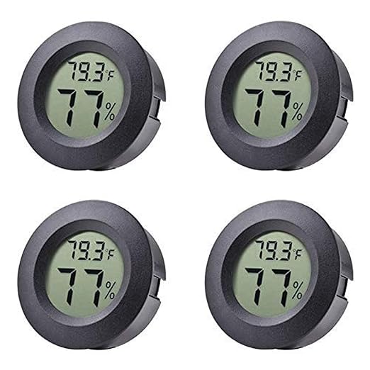 4-pack Mini Hygrometer Thermometer Fahrenheit Indoor Room Round Humidity Temperature Gauge for 3D Printer Home Jars Reptile Incubator Guitar Case by BuynowonVeanic