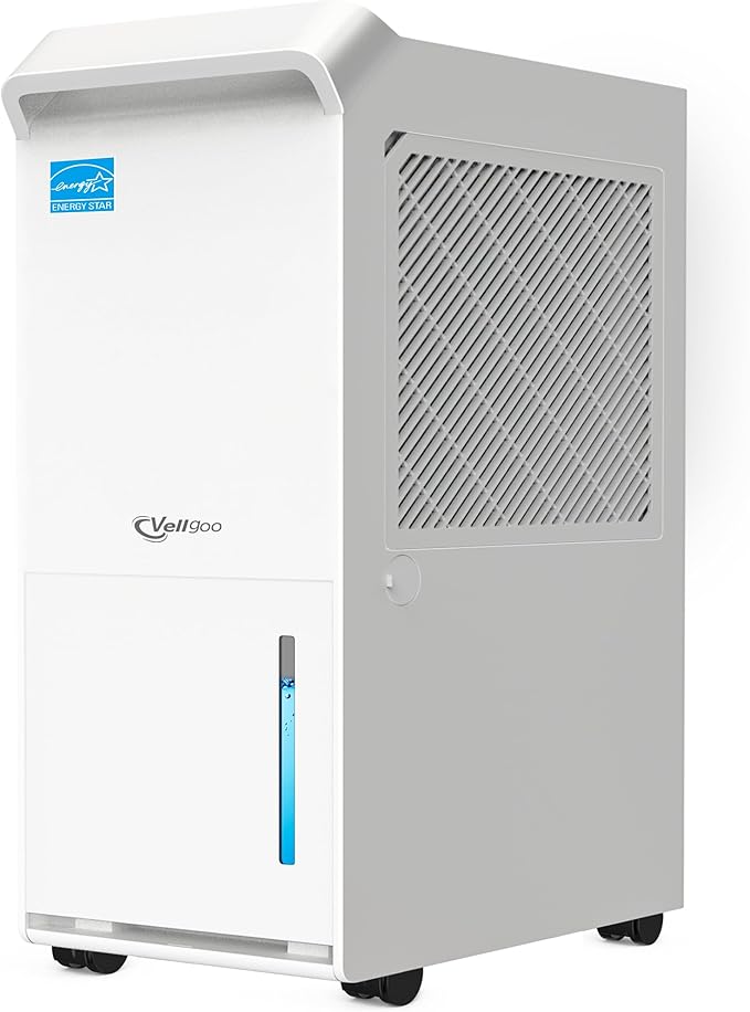 3,500 Sq.Ft Most Efficient Energy Star 2024 Dehumidifier with Pump, Vellgoo Max 60 Pint/D (Standard 35 Pint/D) Compressor Dehumidifier for Basement with Drain Hose, Intelligent Humidity Control by Vellgoo