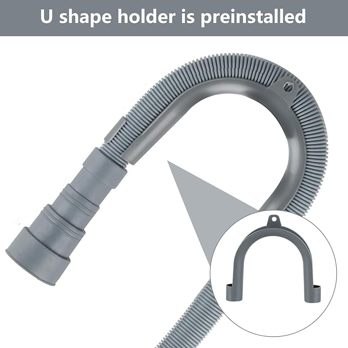 Washing Machine Drain Hose Extension Kit - Universal for Dishwasher, Washer, Dehumidifier - Flexible With 2 Clamps, 1U Holder (6.56 FT) - Image 5